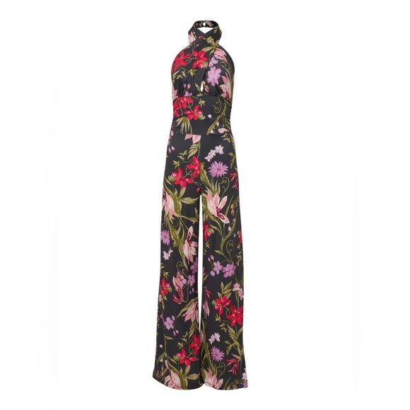 Floral Halter Neck jumpsuit - Black and Pink - Picture 16 of 16